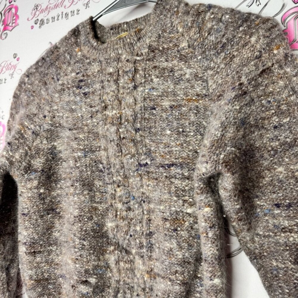 Eaton sweater wool & rabbit hair vintage soft multi color brown white blue boho - Picture 2 of 10